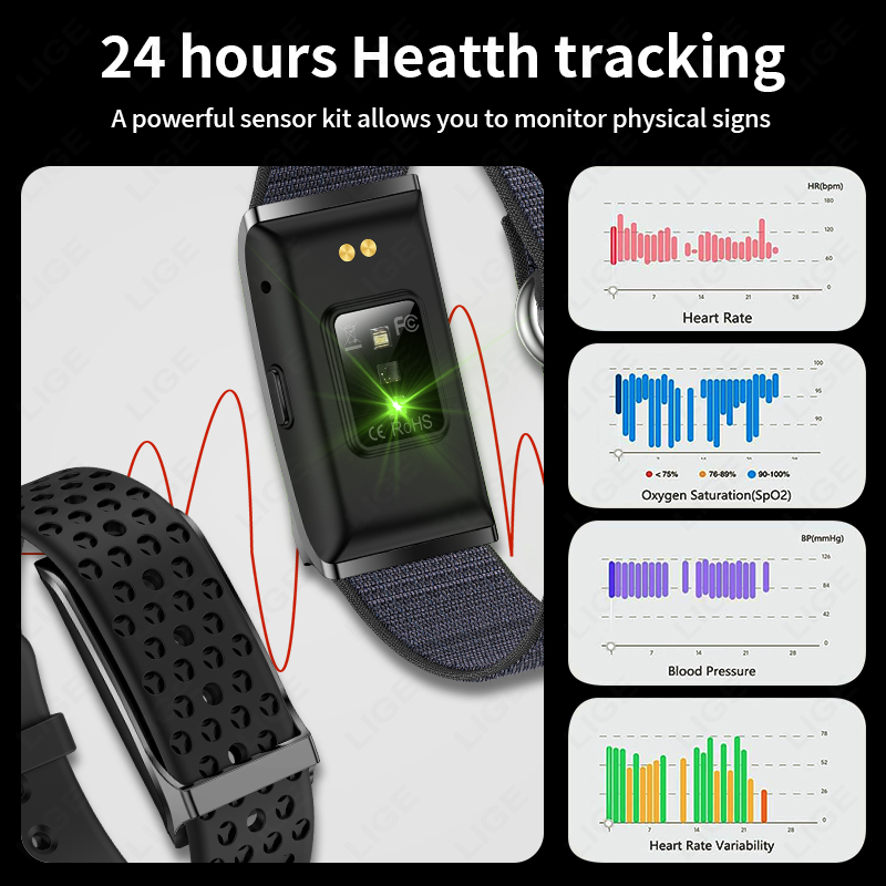 LIGE Smart Watch Heart Rate Bl - Fall Detection Watch ulasan dan harga